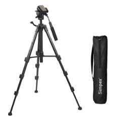 Simpex VCT-691 Black Professional Camera Tripod Stand, 5kg Load Capacity, 3 Way Pan Head & Bubble Level, for DSLR, Mirrorless, Mobile, GoPro & Video Cameras