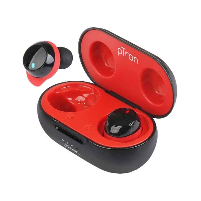 Ptron Basspods 581 Black & Red Bluetooth Earbuds with Mic