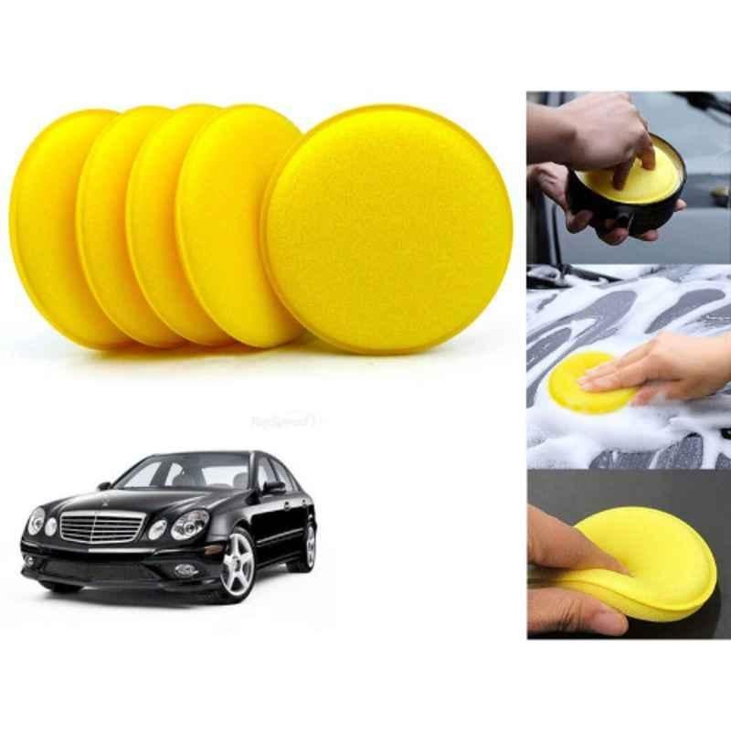 Auto Pearl Polyurethane Beige Washing & Waxing Polish Foam Sponge for E Class (Pack of 5)