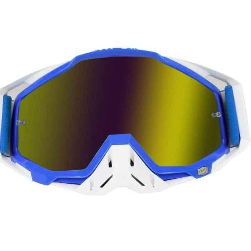 AllExtreme EXGBWS9 Blue, White & Rainbow SKI Goggles with UV Protection & Anti-Glare Lens