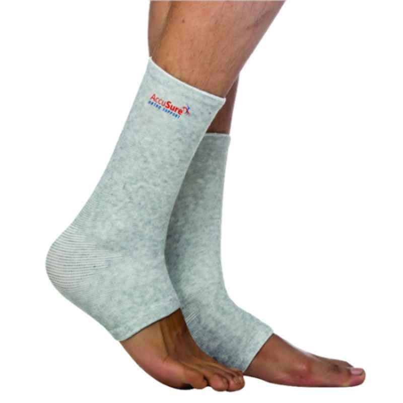 AccuSure Large Bamboo Yarn 4 Way Stretchable Bi-Layered Ankle Compression Support for Men & Women, AOA12-L
