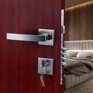 Voltizi Rose Stainless Steel Matt Finish 4 Latches Mortise Door Lock Handle Set with 3 Computer Keys, MG304