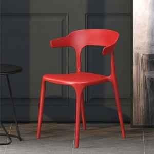 CELLBELL CurveX Plastic Red Armrest Chair (Pack of 4)