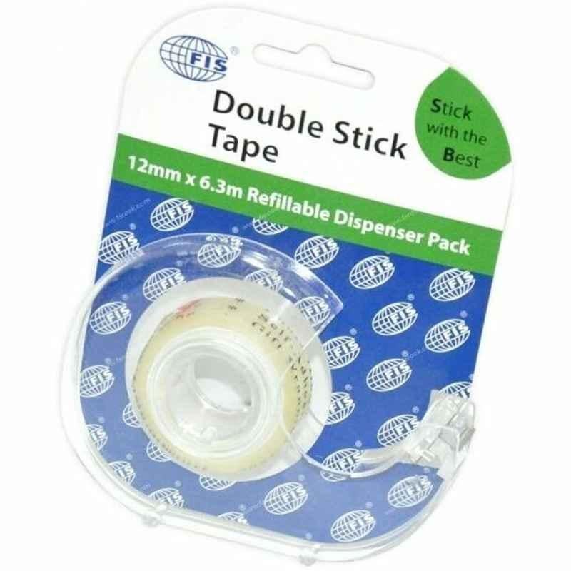 FIS Double Stick Tapes with Hanger, FSTA091263DS, 12 mmx6.3 m, Clear
