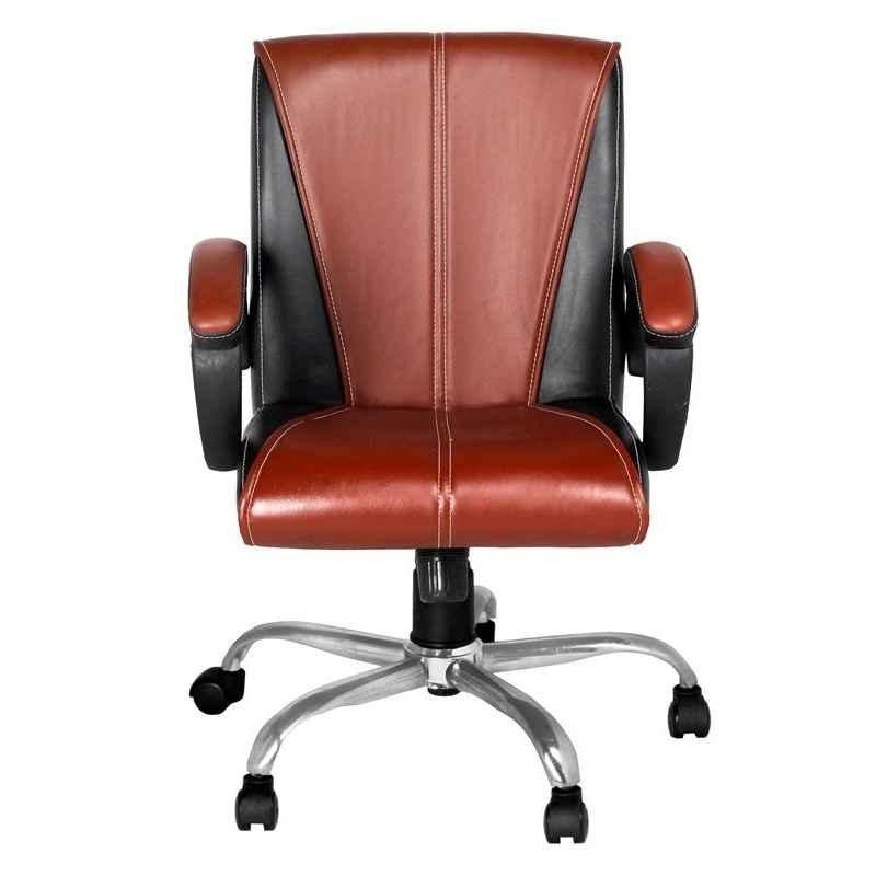 High Living Pluto Leatherette Medium Back Brown & Black Office Chair