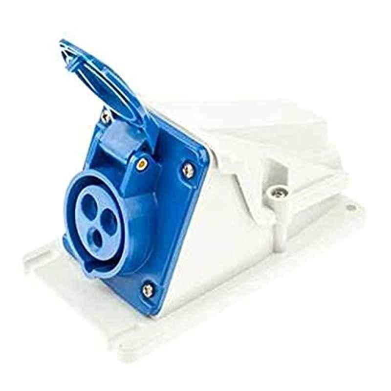 Gewiss 16A 250V 2P+E IP44 Blue 90 deg Angled Surface Wall Mounting Socket, GW62477