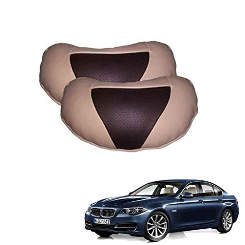 Kozdiko 2 Pcs Brown & Beige Neck Rest Set for BMW 5 Series, koz_38874