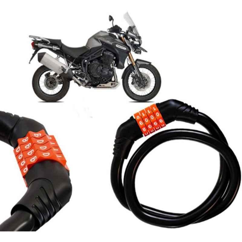 Auto Pearl Black & Orange 4 Digit Anti-Theft Combination Number Lock for Tiger 800
