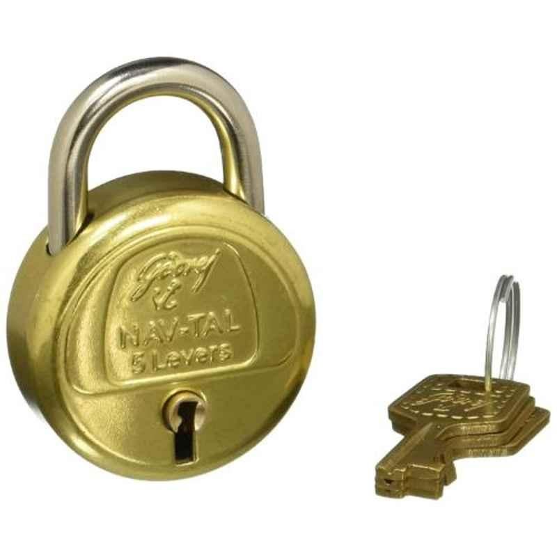 Godrej Nav-Tal 5 Levers Brass Padlock with 3 Keys, 3277 (Pack of 3)