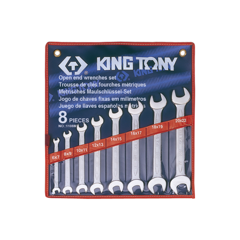 King Tony 8 PCS Open End Wrench Set, 1108MR