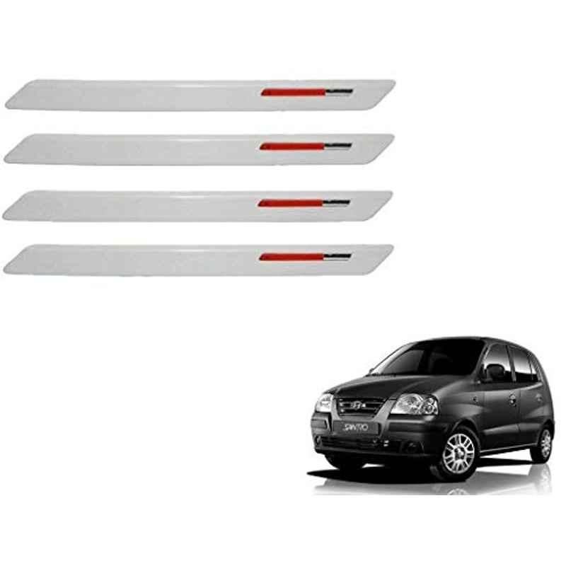 Kozdiko 4 Pcs White & Red Designer Car Bumper Protector Set for Hyundai Santro Xing