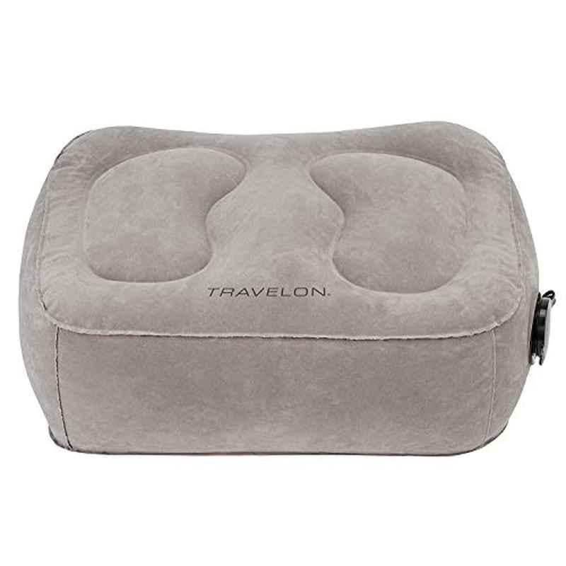 Travelon Flocked PVC Grey Inflatable Foot Rest Pillow, Size: Free