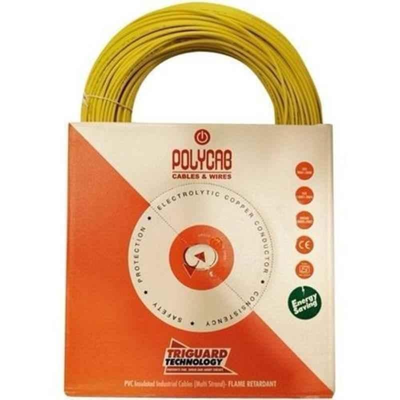 Polycab 2.5 Sqmm 90m Yellow Single Core HR FRLSH Multistrand PVC Insulated Unsheathed Industrial Cable