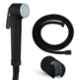 ZAP ABS Glossy Black Health Faucet with Shower Tube & Hook for Bathroom