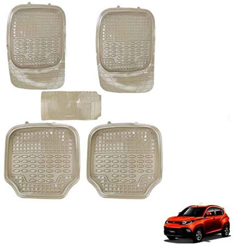 Kozdiko 5 Pcs 4G Beige Rubber & PVC Heavy Car Foot Mat Set for Mahindra KUV 100, koz_81164