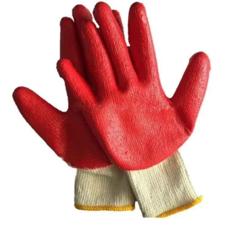 Sai Safety Regular Size Crinkle Palm Latex PU Coated Red Safety Gloves, MG-Glove-002