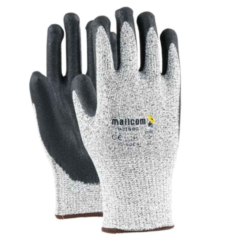 Mallcom 8 Inch NBR Coated Cut Level 5 Safety Gloves with Sandy Finish, H33NBG (Pack of 12)