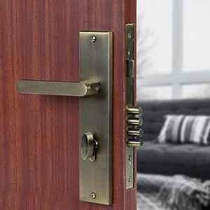 Saze 10 inch Stainless Steel Antique Brass Finish Cylindrical Plate One Side Key Mortise Door Lock Handle Set with 3 Keys, LB-304