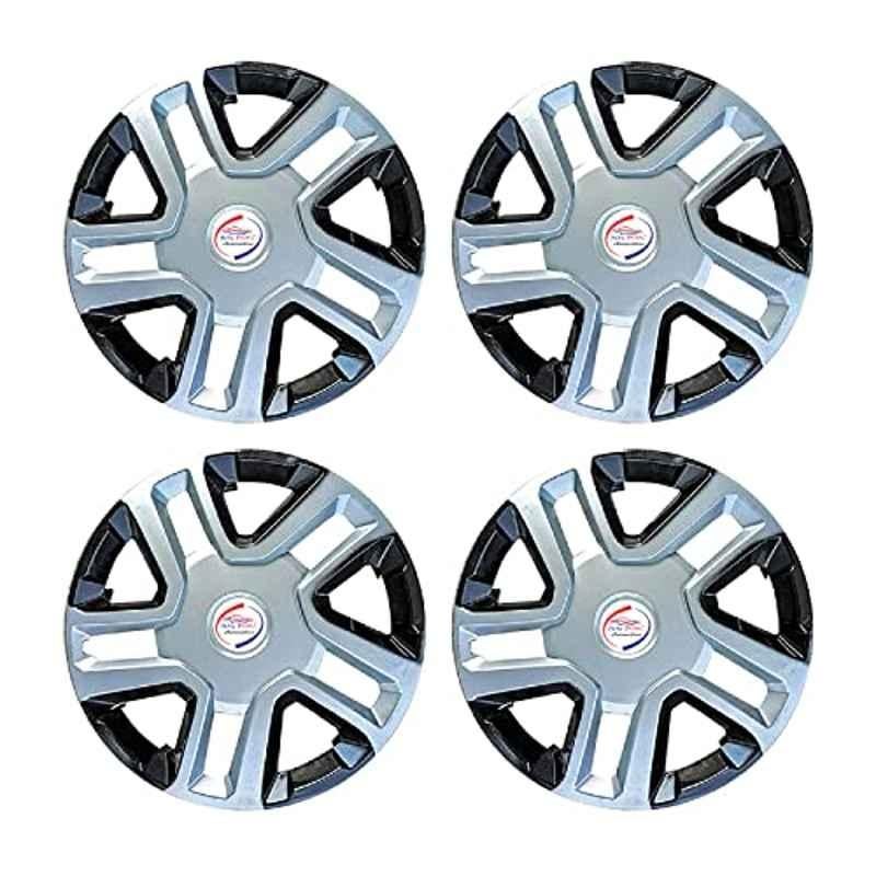 Auto Pearl 4 Pcs 16 inch ABS Silver & Black Car Wheel Cover Set for All Car, 0RC38