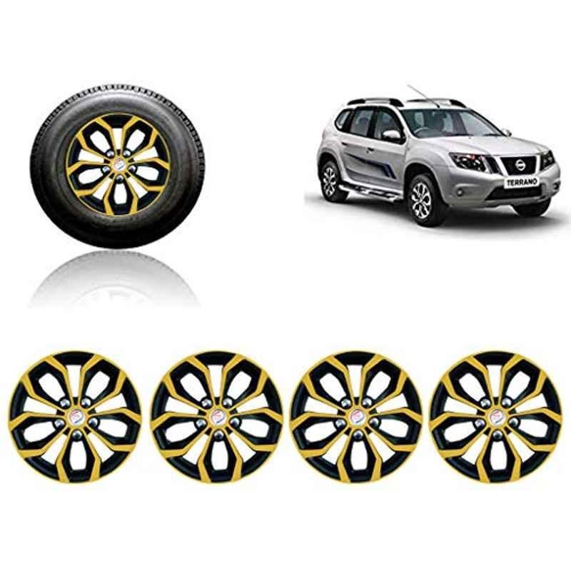 Auto Pearl 4 Pcs 15 inch ABS Golden & Black Car Wheel Cover Set for Mahindra Xylo