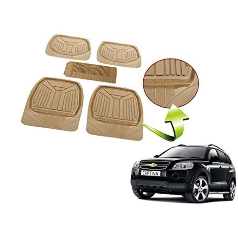 Kozdiko 5 Pcs Rubber Beige 3G Rubber Mat Set for Chevrolet Beat