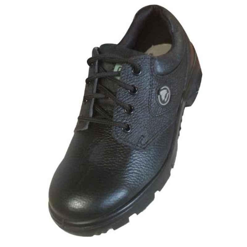 Bata Zappy Leather & Mesh Steel Toe Black Work Safety Shoes, 825-6055, Size: 8
