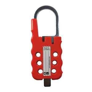 Lukko Safety 6 Holes Mild Steel & ABS Chrome Coated Red Safety Lockout Hasp, Jaw Size: 34.6-51.5 mm, LS-H56