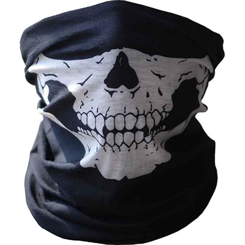 Nikavi NKV2SKUL1 Polyester Black Seamless Skull Face Tube Mask, 2SKULL, Size: M (Pack of 2)
