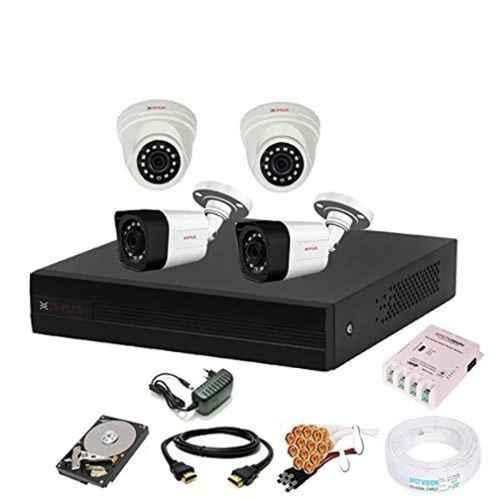 CP Plus 2.4MP 4 Pcs White & Black Outdoor & Indoor Camera, 4 Channel DVR &  Hard Disk Kit with All Accessories, 4CHDVR-2B-2D-09