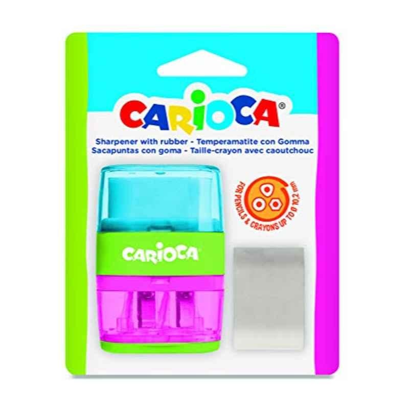 Carioca Blue & Pink Pencil Sharpener with Rubber, 43107