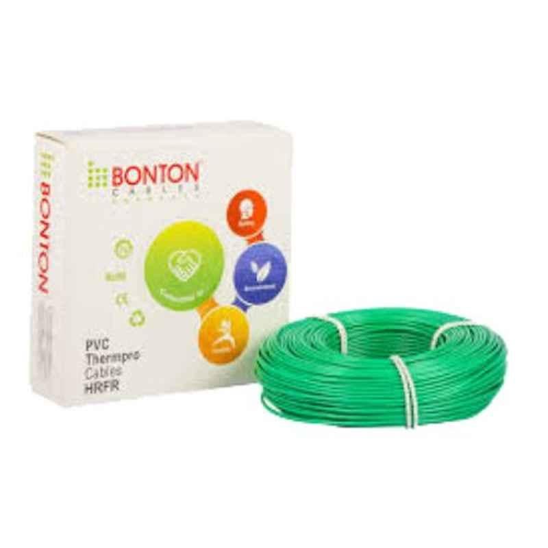 Bonton 1 Sqmm 90m Green Single Core PVC Insulated Unsheathed HRFR Cable, 110267 N