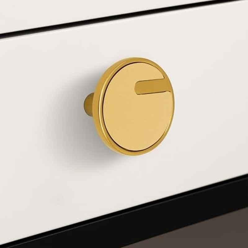 Plantex Knobs for Drawers/Drawer Knobs/Round Knob for Cabinets/Pull-Push Knob for Kitchen/Bedroom/Drawer SH-433, Gold & Gold Matte