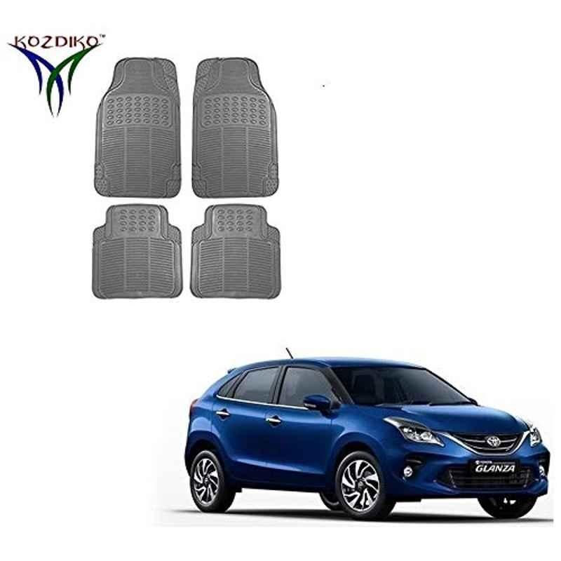 Kozdiko 4 Pcs Grey Rubber Car Mat Set for Toyota Glanza