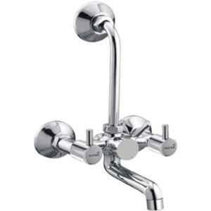 Gold Bell Flora Brass Silver Wall Mounted Chrome Finish 2 in 1 Bathroom Wall Mixer with L Bend, BR81_02