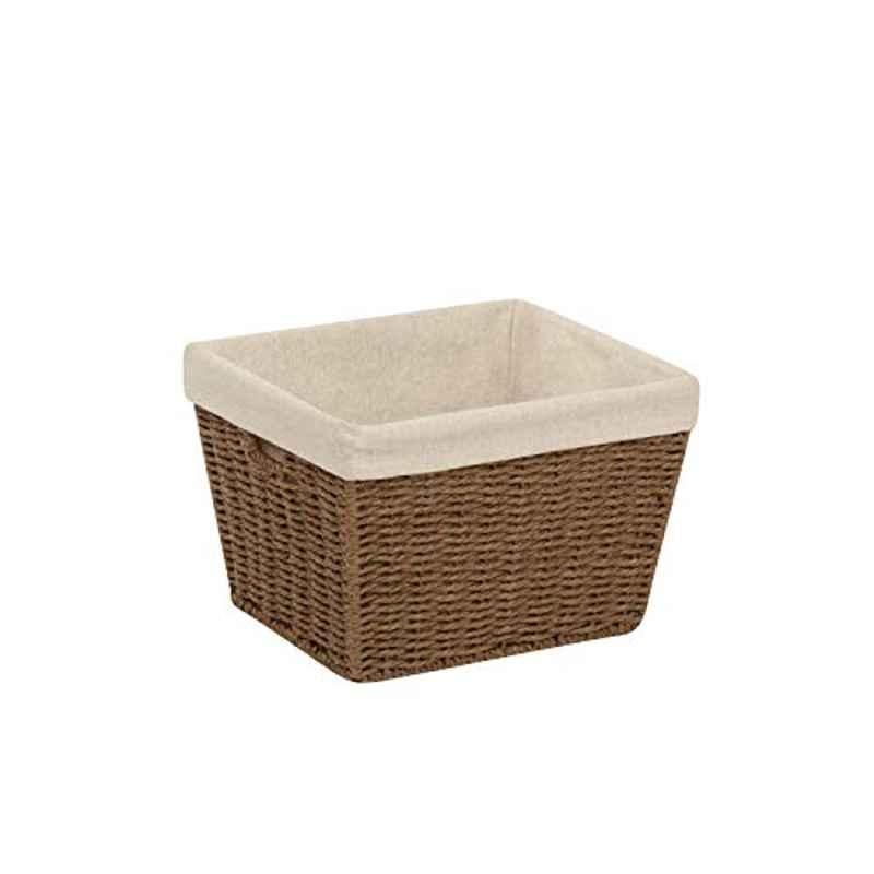 Honey-Can-Do STO-03565 Parchment Cord Brown Basket with Handles & Liner, 10x12x8 inch