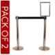 Ladwa 2 Pcs Stainless Steel Hook Type Barricade Set with 2.25m Black Belt & A4 Sign Plate, LSI-QMB-A4-P2-N