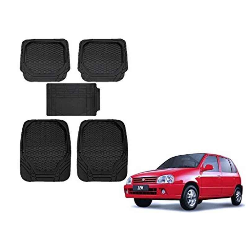 Kozdiko 8855TW 5 Pcs Rubber Black Rubber Car Mat Set for Maruti Zen