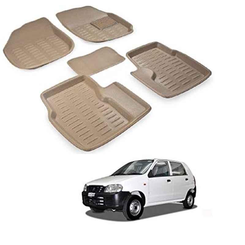 Kozdiko 5 Pcs 3D Beige Car Foot Mat Set for Maruti Suzuki Alto, koz_68008