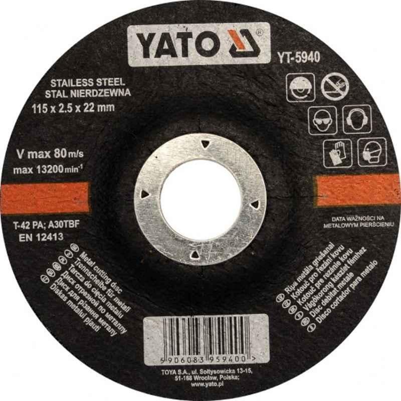 Yato 115x2.5x22mm Depressed Center Inox Metal Cutting  Disc, YT-5940