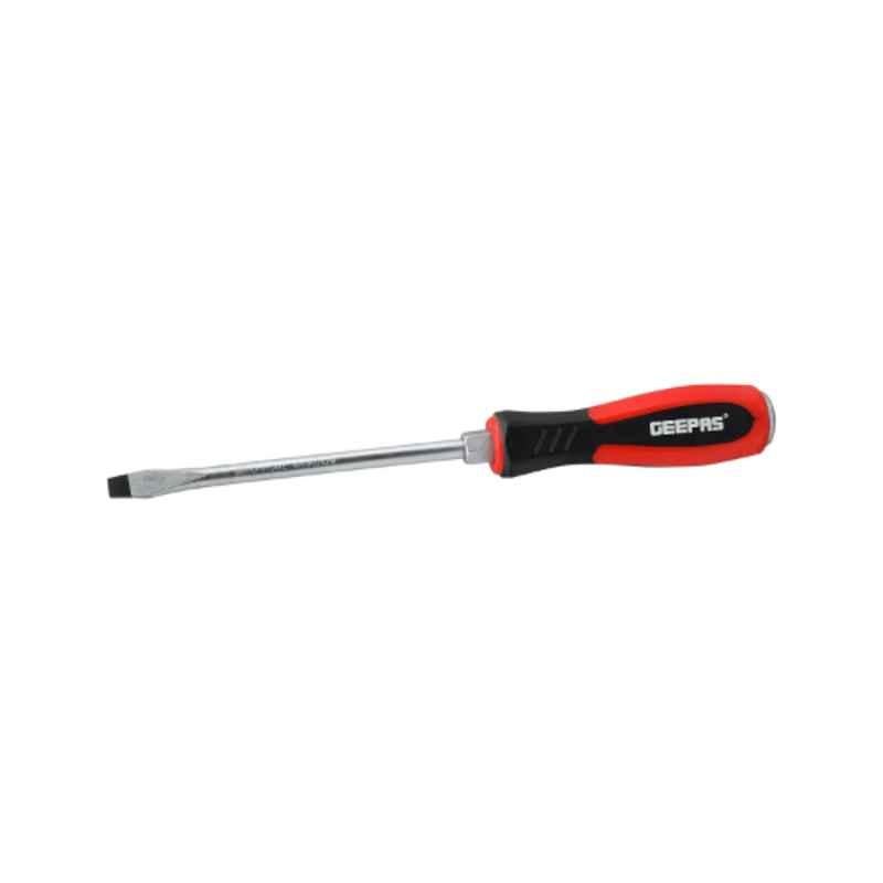 Geepas 150mm Chromium Vanadium Steel Red & Black Slotted Screwdriver, GT59218
