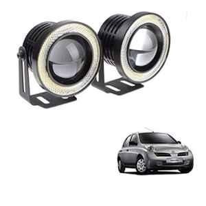 Kozdiko 2 Pcs 3.5 inch 15W High Power LED Projector COB Fog Light Set with White Angel Eye Ring for Nissan Micra