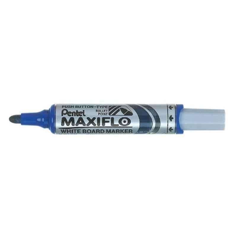 Pentel Maxiflo 2.5mm Blue White Board Marker, (Pack of 12)