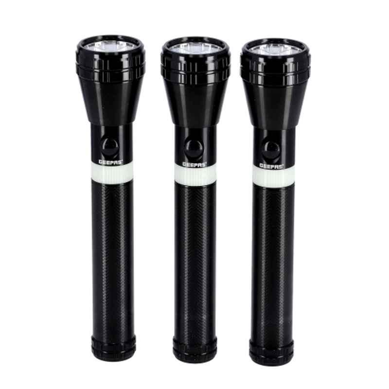 Geepas 2.4V 1900mAh Aluminium Rechargeable LED Flashlight, GFL4681 (Pack of 3)