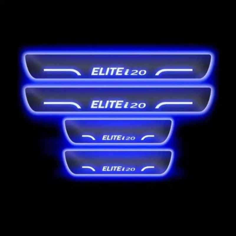 Sca Euniversal Fit Blue 4 Wheeler Hyundai I20-Elite All Model Cars Led Door Sill Plate (Pack of 4)