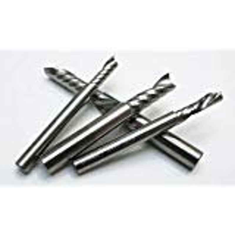 Krost E/M6 Tungsten Carbide Single Flute Cnc Milling Cutters, Endmill, Carving Machine Tool Parts (Silver)