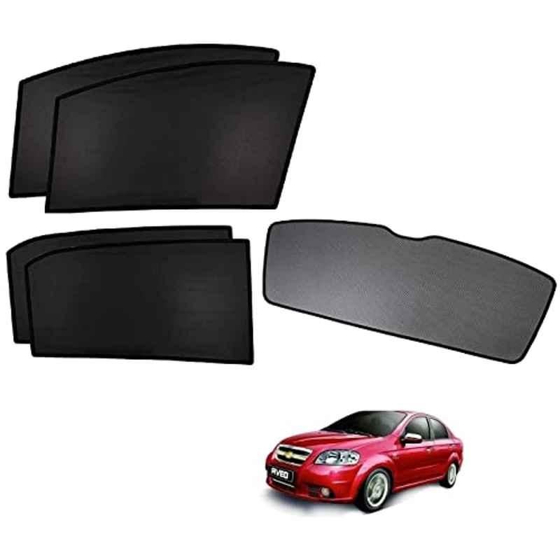 Kozdiko 5 Pcs Polyester Black Non Magnetic Window & Rear Sun Shades Set for Chevrolet Aveo