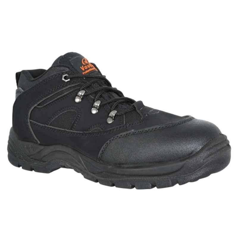 Vaultex MSB Steel Toe Black High Ankle Safety Shoes, Size: 39