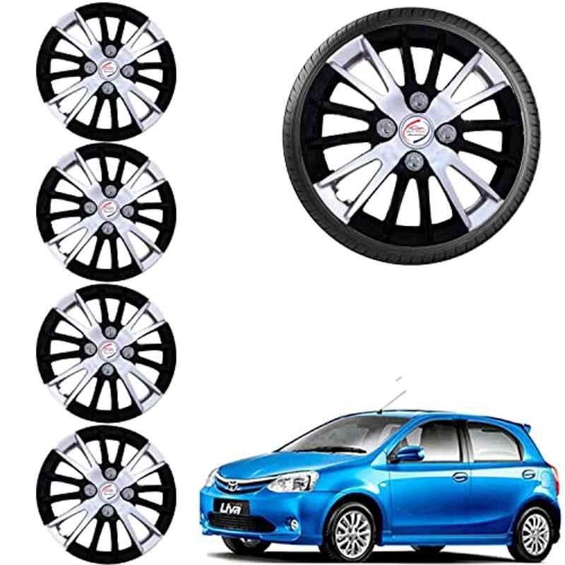 Auto Pearl 4 Pcs 14 inch ABS Black & Grey Car Wheel Cover Set for Toyota Etios Liva