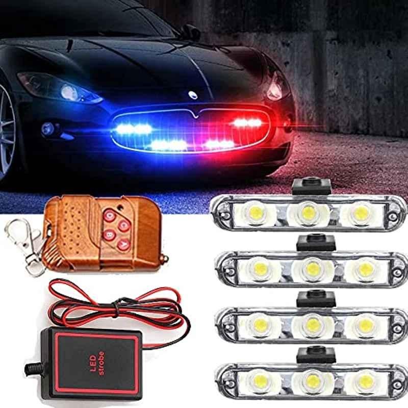 Miwings 3X4 Led Drl Light With Wireless Remote For Car Suv Truck Ambulance Police Cop Light Auto Strobe Warning Light Flashing Firemen Lights (3X4 Led Police Light)