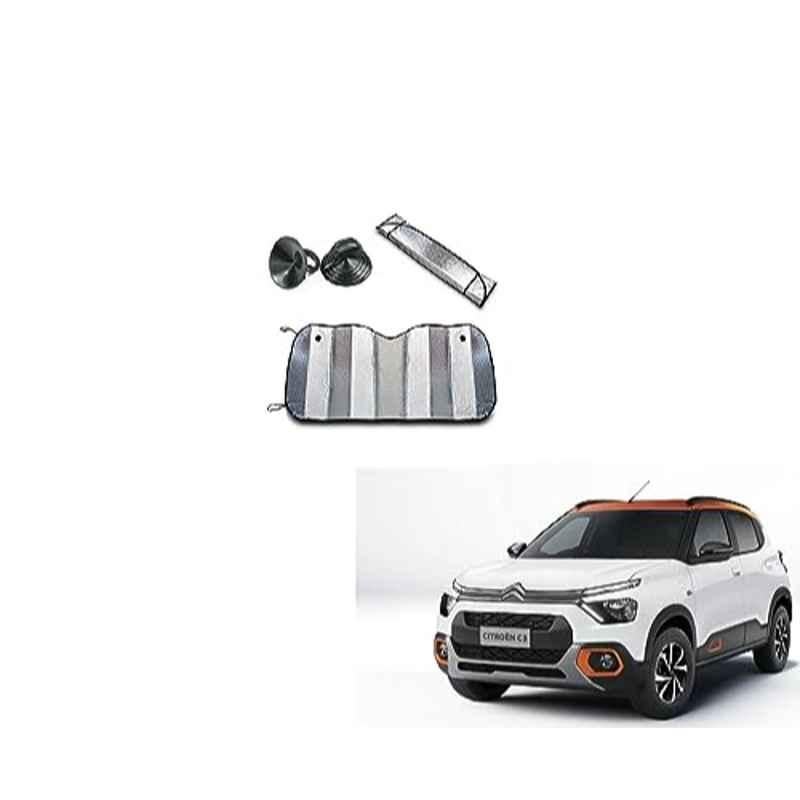 Kozdiko Aluminium Foil UV Protection Silver Windshield Sun Shade for Citroen C3